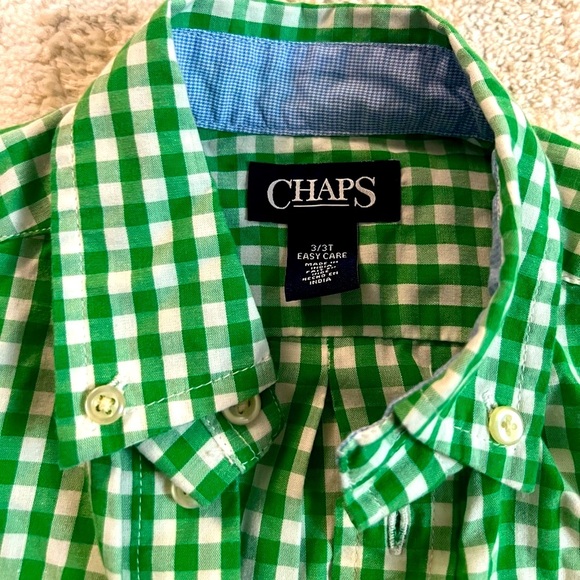 Chaps Green Gingham Button Down Shirt - Picture 2 of 4
